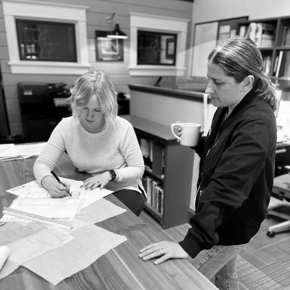 Erika, Steph Designers Erika and Stephanie working on a design project in the Craftsman Design office
