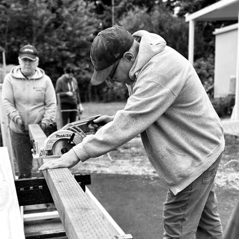 Nate, Suz Production team Nate and Suzanne working on an exterior project for Craftsman Design and Renovation